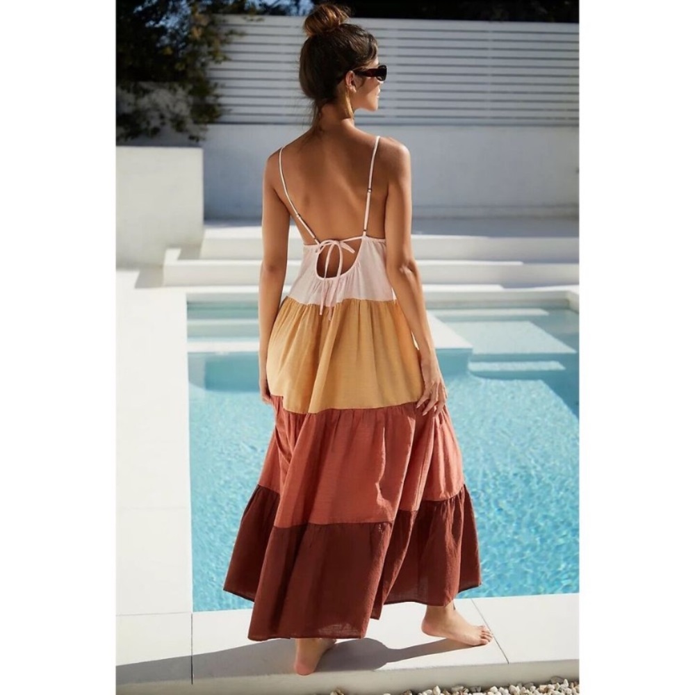 New By Anthropologie Colorblock Maxi Dress Size L - Picture 5 of 15